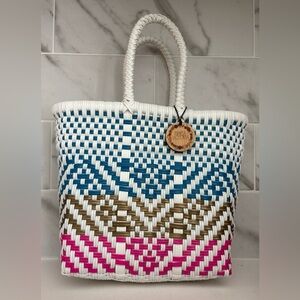 Maria Victoria Multicolor Woven Small Tote Bag